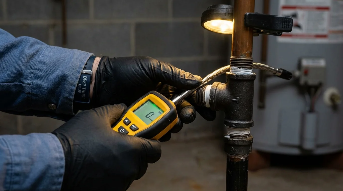 Gas leak detection with electronic sniffer by Johns Plumbing LLC in Valley Falls