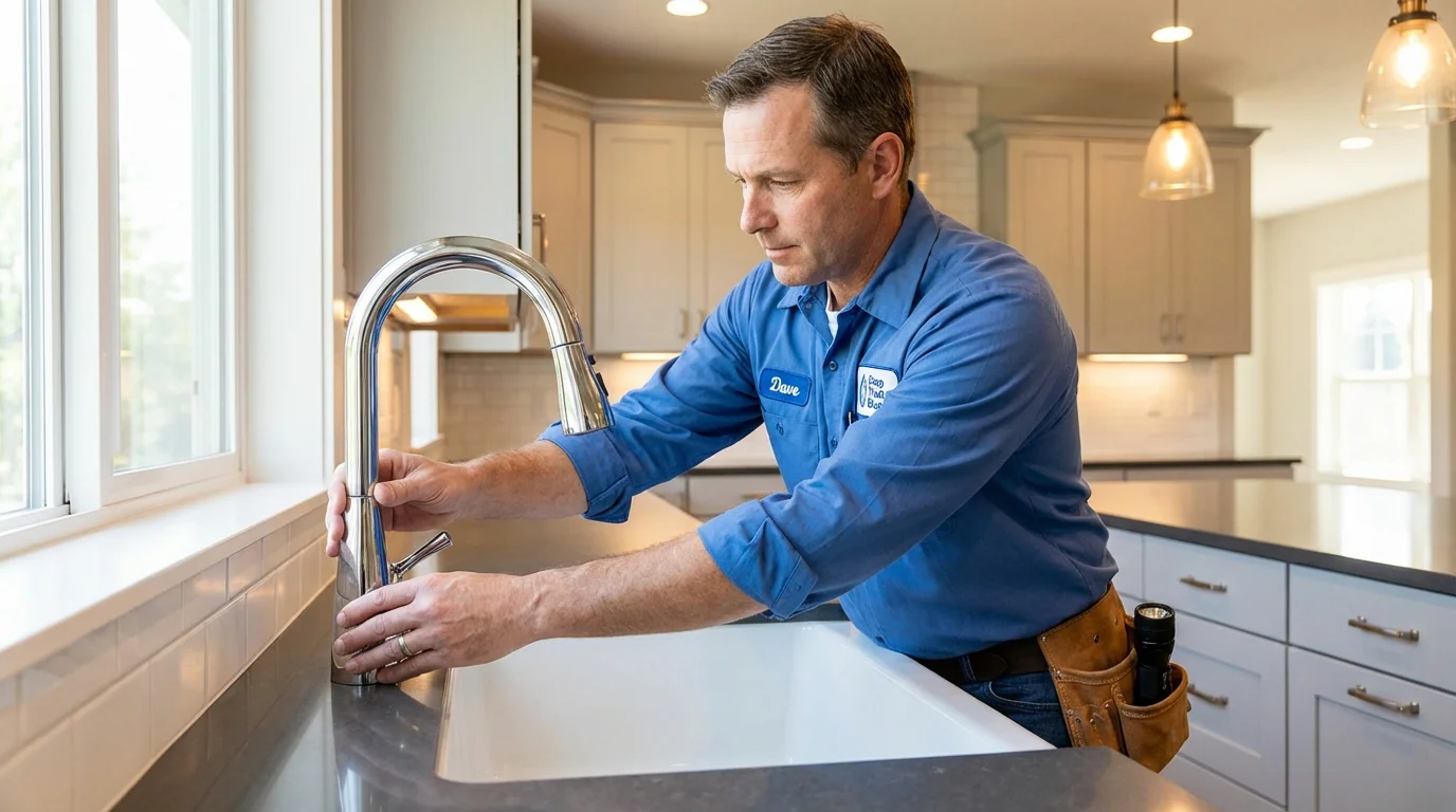 Kitchen faucet installation by Johns Plumbing LLC in Valley Falls
